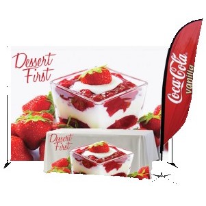 Trade Show Pack #2/ 8x8 Vinyl Banner, 10' Feather Flag, 6' Throw