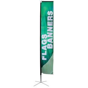 15' Large Block Flag (29"x154") - Single Sided w/spike Base