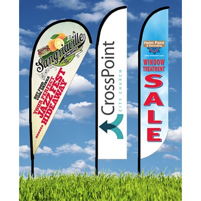 Rush 24 Hour Zoom 4 Feather Flag w/ Stand - 13' 2- Sided Graphic w/Spike Base