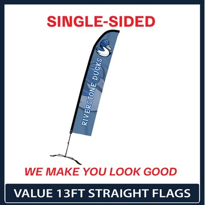 Value 13' Straight Flag - Single Sided Graphic Black X Base